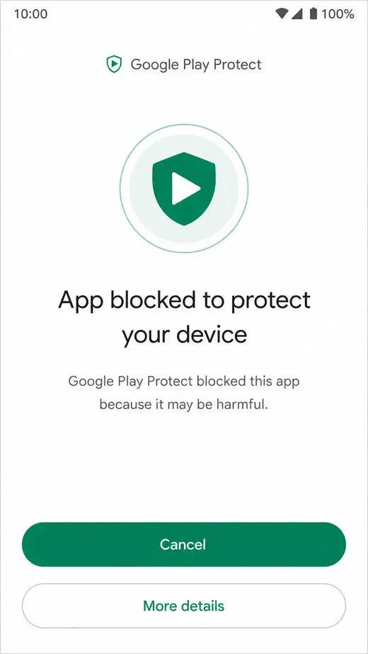 Amaran Google Play Protect: App blocked to protect your device