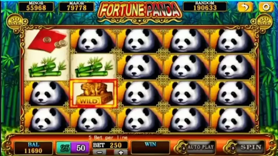 Slot Fortune Panda di Mega888 dengan gulungan panda dan simbol wild