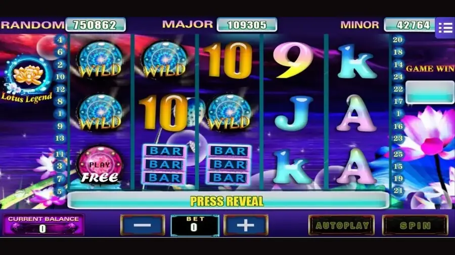 Slot Lotus Legend di Mega888 dengan simbol teratai dan bar